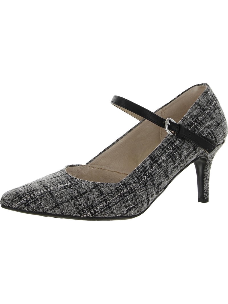 Lifestride Sandrine Plaid Mary Jane Pumps Heels Black Multi Size 11m Nib
